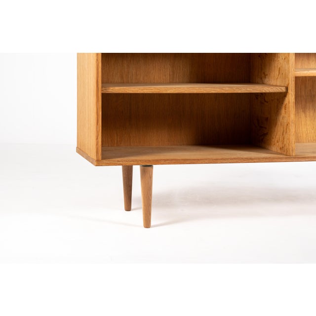 Wood Vintage Danish Low Oak Bookcase, 1960s For Sale - Image 7 of 10