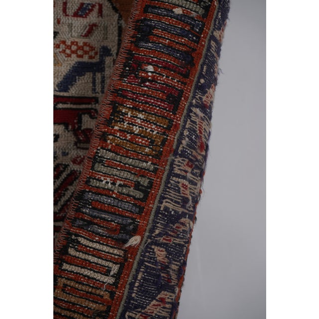 Beige Soumac Kilim Pictorial Animals Rug 3'7'' X 7'1'' For Sale - Image 8 of 10