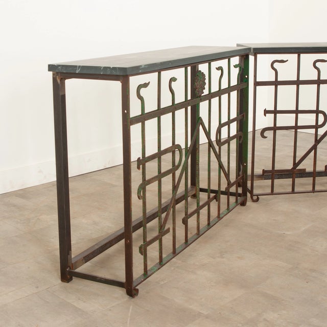 19th Century European Iron Panel Consoles - A Pair | Chairish