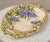 Here is a substantial size majolica style platter in a harvest grape motif. A Trompe L'Oleil basket holds a trio of purple...