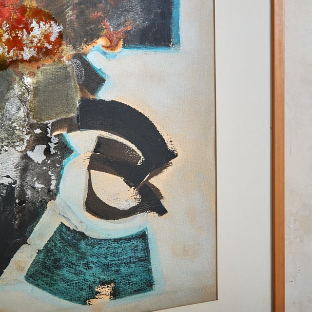 French Black + Blue Framed Abstract Painting, 1960s For Sale In Chicago - Image 6 of 11