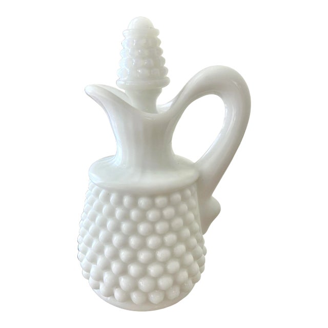 Westmoreland Glass Mid 20th-Century, Pattern #77 American Hobnail Milk Glass Cruet For Sale