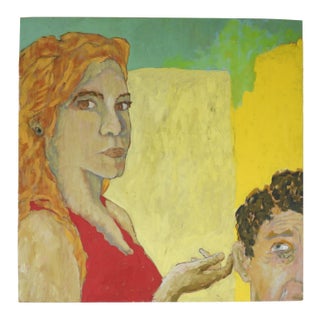 Contemporary Surreal Portrait Blonde Woman Man Painting For Sale