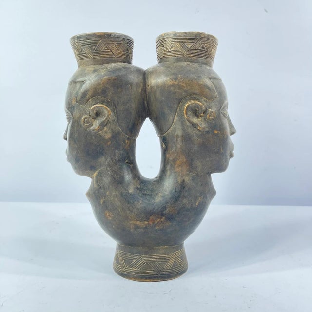 African Early 20th Century Twin Kuba Cup MATTER COLLECTION For Sale - Image 3 of 11