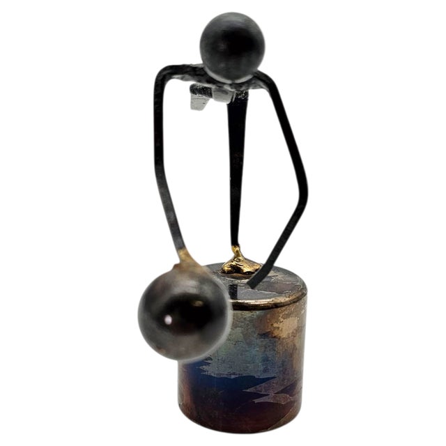 Metal 1970s Brutalist Nail Art Bowler Balancing Sculpture – Mid-Century Studio Metal For Sale - Image 7 of 11