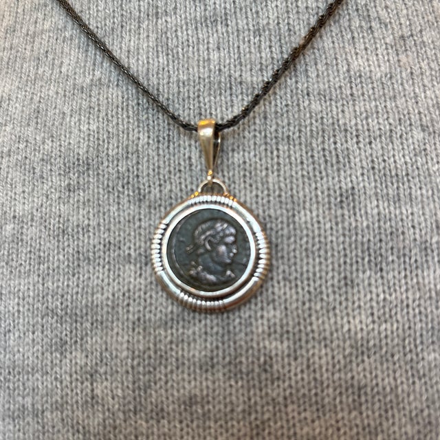 15th Century & Earlier Antique Pendant of Emporer Crispus in Sterling Silver Setting For Sale - Image 5 of 11