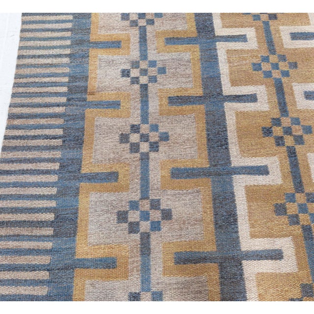 Mid 20th Century Doris Leslie Blau Vintage Swedish Flat Weave Rug For Sale - Image 5 of 9