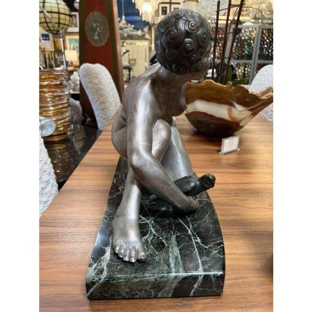 1920s French Art Deco a.g. Rigault Silvered Bronze Sculpture For Sale In Los Angeles - Image 6 of 7