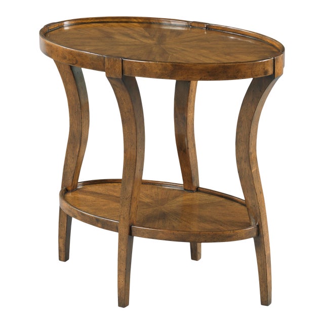 Linwood Oval Side Table in Brown For Sale