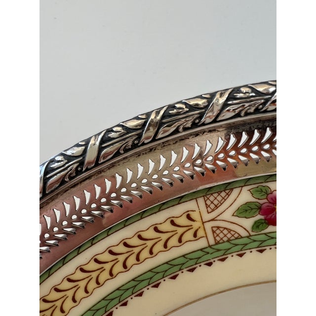 Vintage Lenox Floralia Pattern Soup Bowl With Sterling Silver Accent For Sale In New York - Image 6 of 9