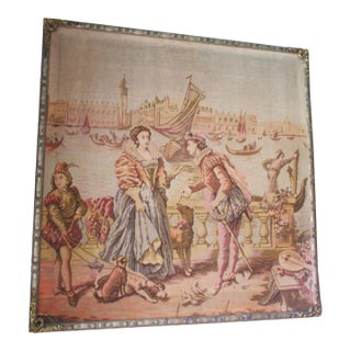19th Century Flemish Tapestry Courting Scene in Original Ornate Frame For Sale