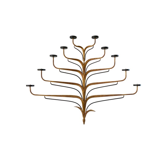 A sexy pair of large, gold-metal candle sconces, hand-forged, with a glamorous silhouette! Sculpted from an array of...