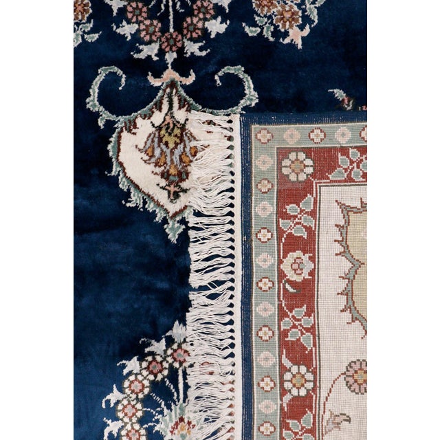Pasargad Home Tabriz Blue Art Silk Area Rug, 5' 0'' X 8' 0'' For Sale - Image 4 of 6