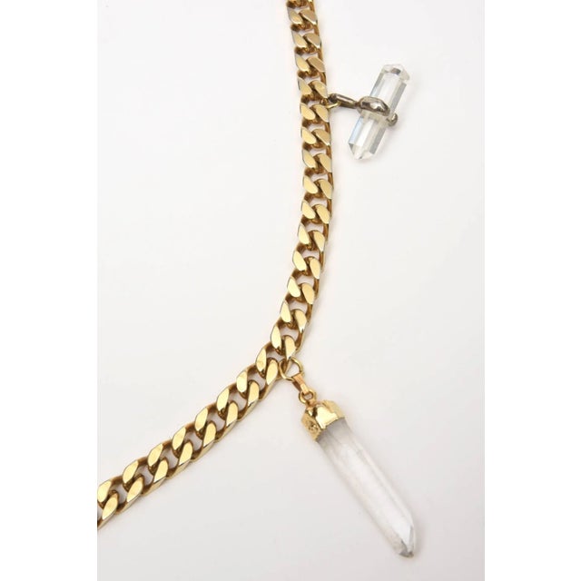 Modern 1970s Vintage Napier Chain and Crystal Pendant Link Necklace For Sale - Image 3 of 9