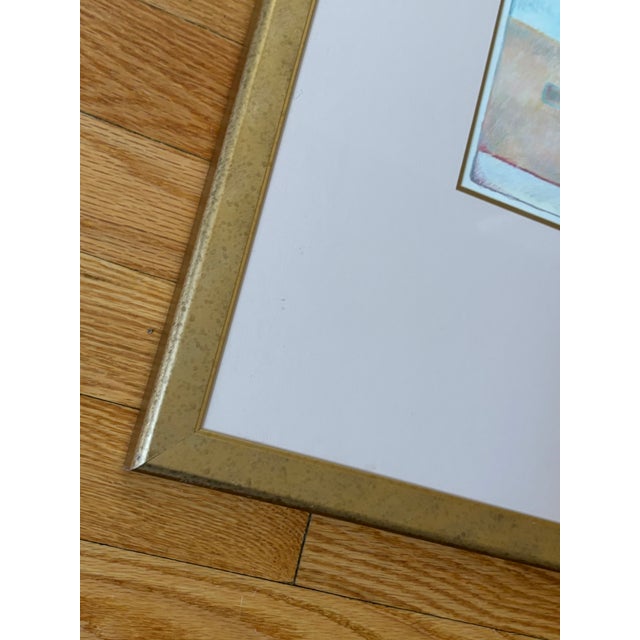 Rustic Mid 20th Century Framed Adobe House Colored Drawing, Signed For Sale - Image 3 of 6