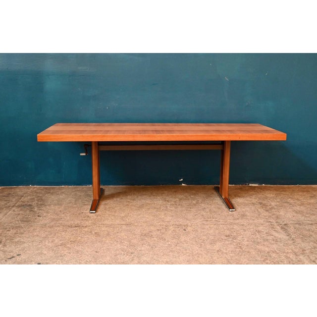 Scandinavian Height-Adjustable Coffee Table in Wood and Chrome, 1970s For Sale - Image 3 of 17