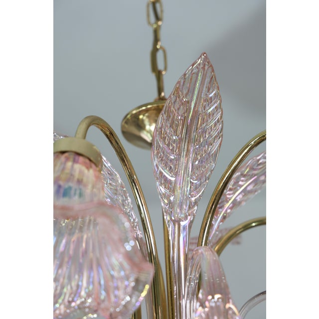 Liz Taylor, Iridiscent Pink Murano Glass Chandelier, 1980s For Sale - Image 10 of 18