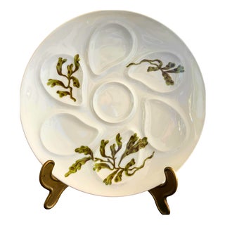 French Hand-Painted Porcelain Oyster Plate from Limoges, 1970s For Sale