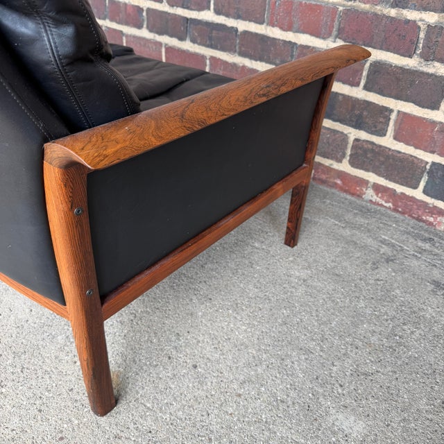 Knud Saeter for Vatne Leather and Rosewood Three Seat Sofa For Sale In Cleveland - Image 6 of 12