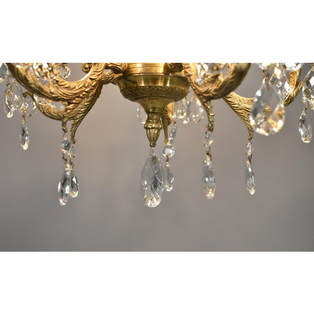 French Antique Gilt Brass and Cut Glass Chandelier, 1920s For Sale - Image 12 of 15