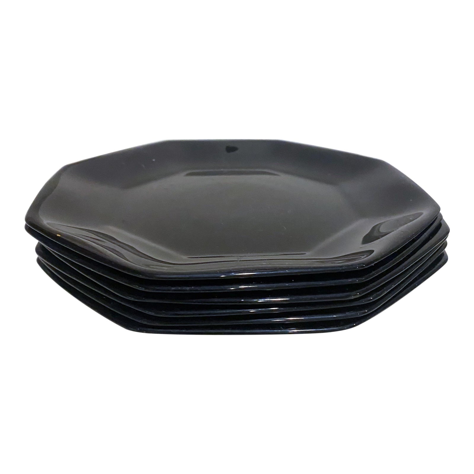 French Black Glass Plates Chairish