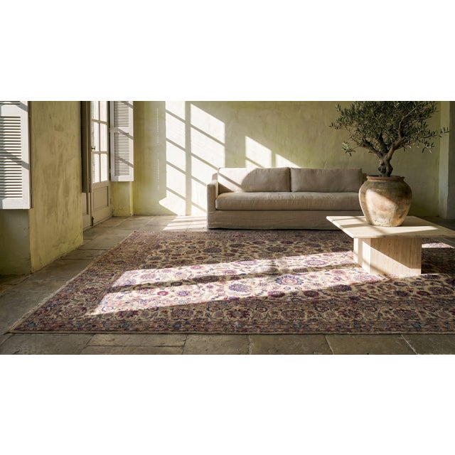 Textile Early 20th Century Persian Silk Kashan Carpet For Sale - Image 7 of 7
