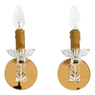 Italian Wall Lamps in Glass and Mirror, 1960s, Set of 2 For Sale