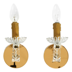 Italian Wall Lamps in Glass and Mirror, 1960s, Set of 2