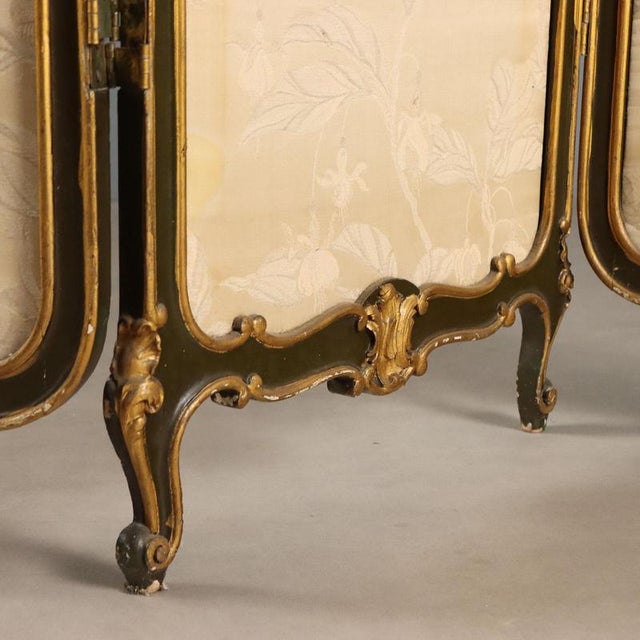 Cream Baroque Screen in Gilt and Lacquered Wood For Sale - Image 8 of 11
