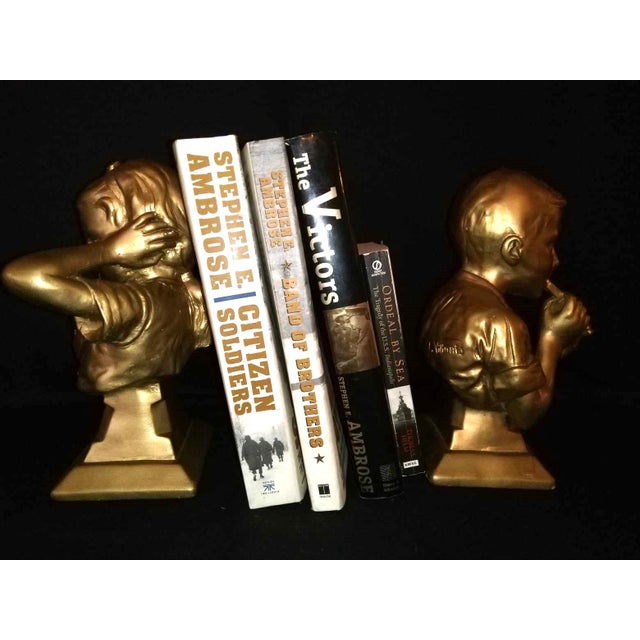 1970s Signed and Marked Emmanual Villanis Bookend Busts- Set of 2 For Sale - Image 4 of 8