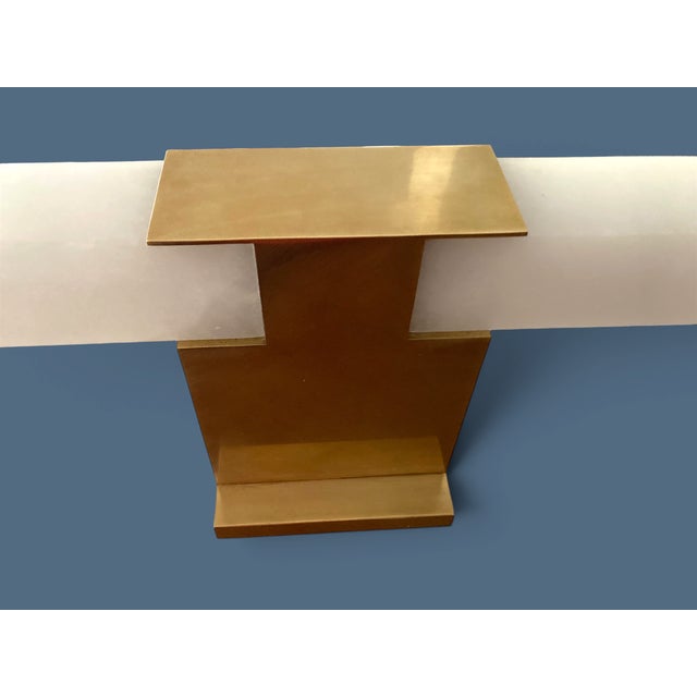 Kelly Wearstler for Visual Comfort Covet 24" Alabaster Bath Light in Antique-Burnished Brass For Sale - Image 11 of 18