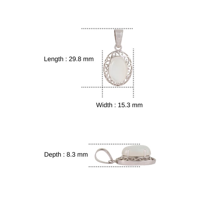 Bohemian Natural Oval Rainbow Moonstone & Sterling Silver Filigree Pendant For Sale - Image 9 of 12