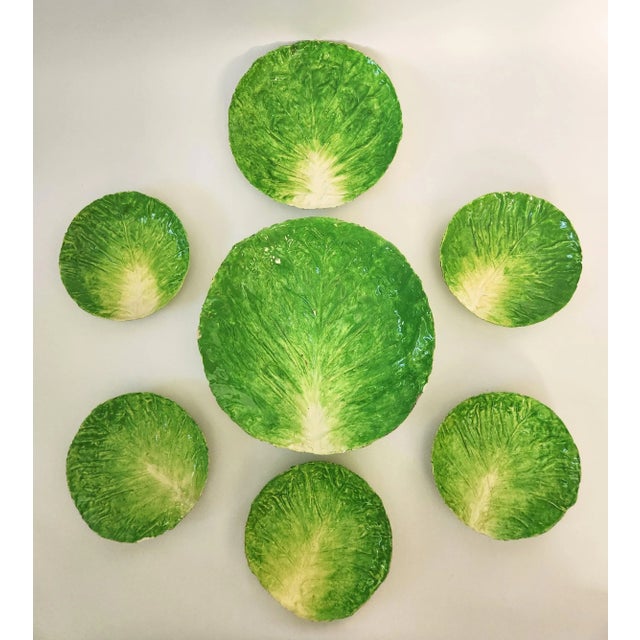 A fine set of 19th century Italian majolica lettuceware marked E*B Napoli. Widely collected, Southern Home Magazine...