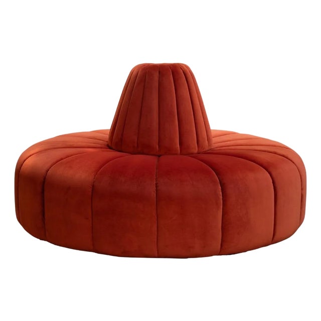 Cinderella Bourne Burnt Orange Velvet Round Settee by Björk Studio For Sale
