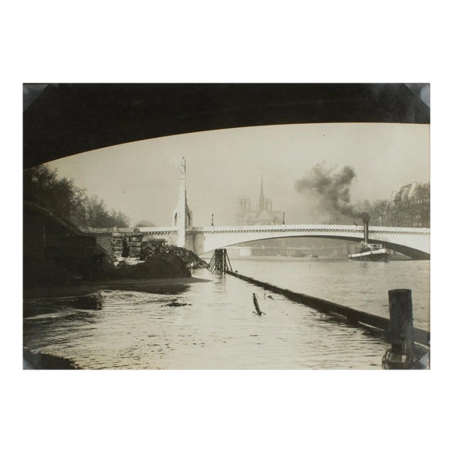 Flood of the Seine River in Paris circa 1930 - Silver Gelatin B & W Photography For Sale