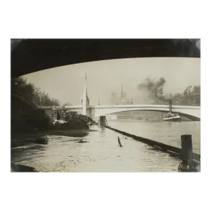 Flood of the Seine River in Paris circa 1930 - Silver Gelatin B & W Photography