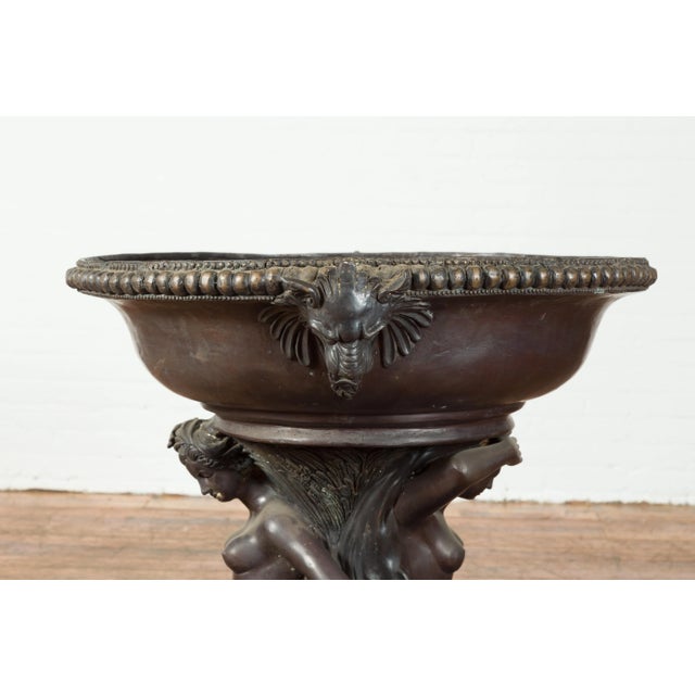 Metal Vintage Bronze Greco-Roman Style Allegory of the Summer Planter with Dark Patina For Sale - Image 7 of 13