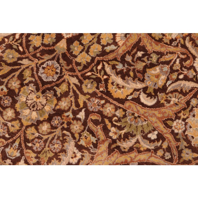 Floral 1990's Pak-Persian Brown/Taupe Wool Rug - 5'11'' X 9'0'' For Sale In New York - Image 6 of 9