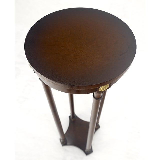 Chocolate Baker Dark Mahogany 13" Round Neoclassical Pedestal Plant Lamp Stand Table MINT For Sale - Image 8 of 13