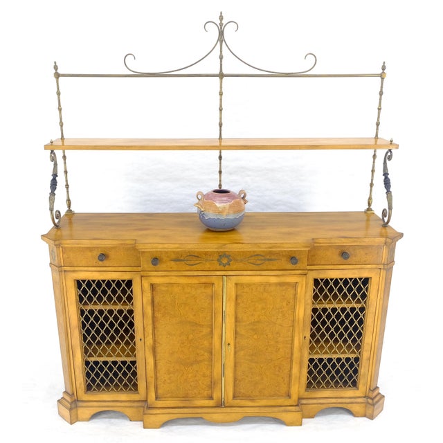 Regency Gallery Etagere Top Light Burl Walnut Sideboard Credenza c1920s MINT! For Sale - Image 17 of 18