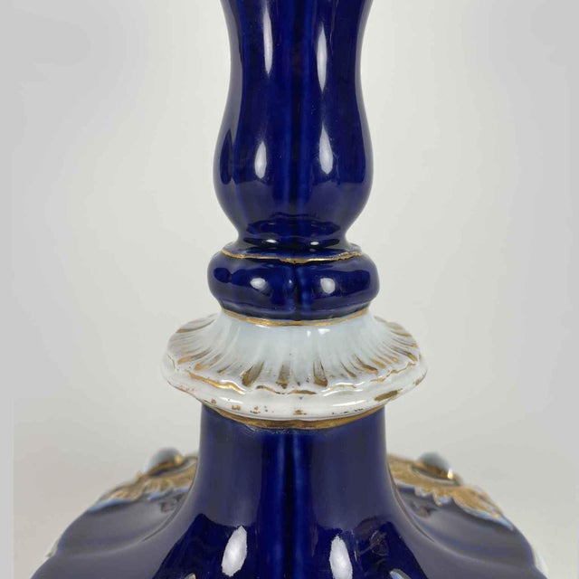 Blue and Gilt Candlesticks from Meissen, 19th Century, Set of 2 For Sale - Image 3 of 8