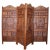 Four Panel Floor Screen, Teakwood W/ Intricately Carved Leaf & Grape Design For Sale - Image 4 of 5