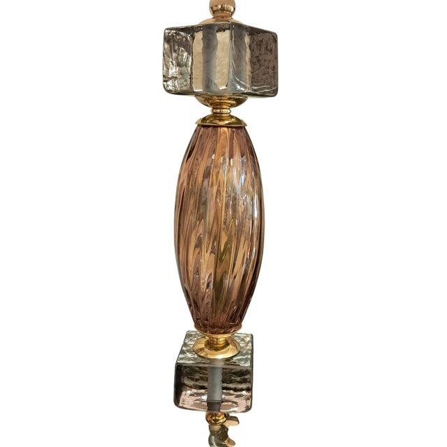 Pink Smoked Murano Glass Table Lamps, 1960s, Set of 2 For Sale - Image 4 of 6