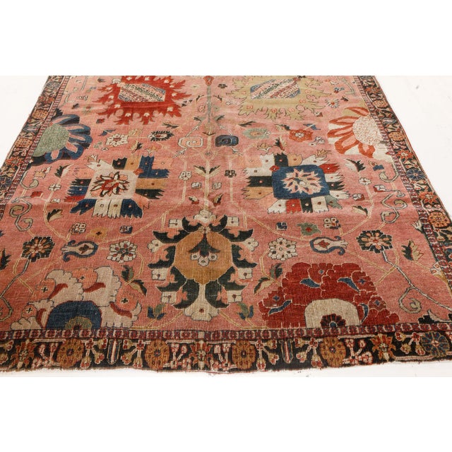 Rose 1920s Persian Tabriz Rug For Sale - Image 8 of 8