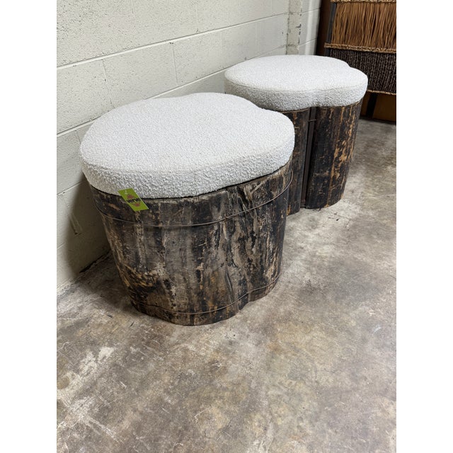 Rustic European Rustic European Grain Barrel Stools Benches - A Pair For Sale - Image 3 of 9