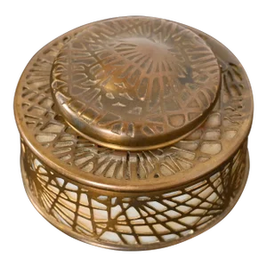 Tiffany Studios New York Pine Needle Bronze Doré and Slag Glass Inkwell