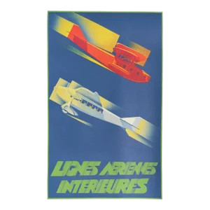 1936 Lignes Aériennes Intérieures Art Deco Aviation Poster Lithograph Reissue