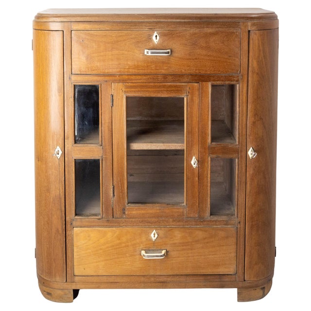French Glass and Teak Cabinet, France, 1950 For Sale - Image 11 of 11