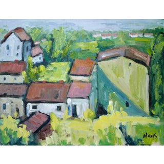 Modern Impressionist Rooftops Oil Painting Original For Sale