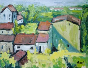 Modern Impressionist Rooftops Oil Painting Original